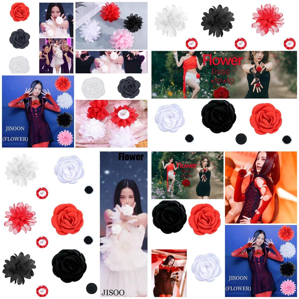 Jisoo Style Handmade Rose Ring Flower For Dance Performance And Parties