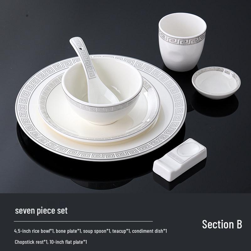 Luxury Ceramic Tableware Set - 4-Piece High-End Bowls, Plates & Dishes for Hotels & Restaurants