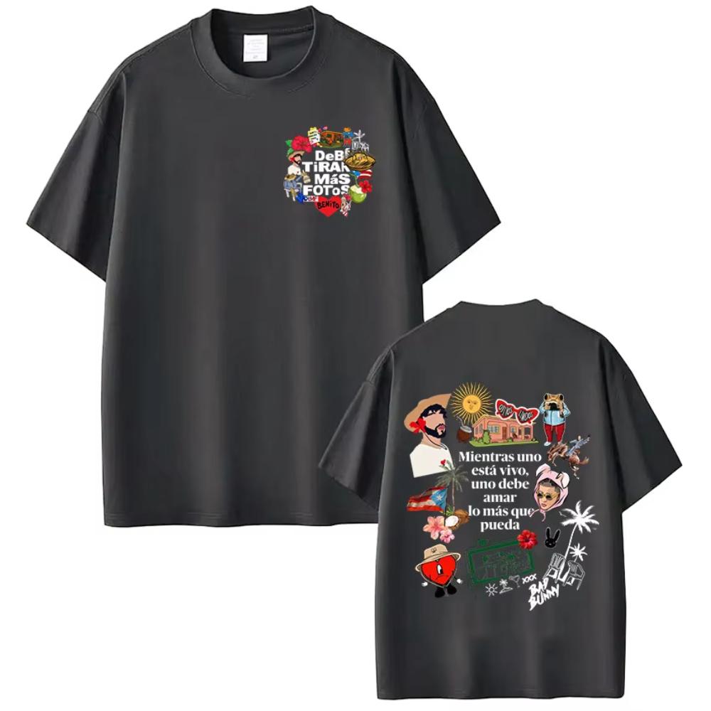 T-shirt Rapper Bad Bunny Debi Tirar Mas Fotos DTMF T-shirt Vêtements Homme Femme Mode Coton Décontracté T-shirts Oversize