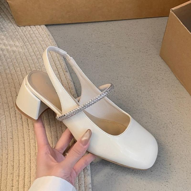 

Fashion Square Heel Sandals Women s Fashion Square Head Shallow Mouth Glitter Thin Belt Anti-slip and Wear Heel Shoes 40