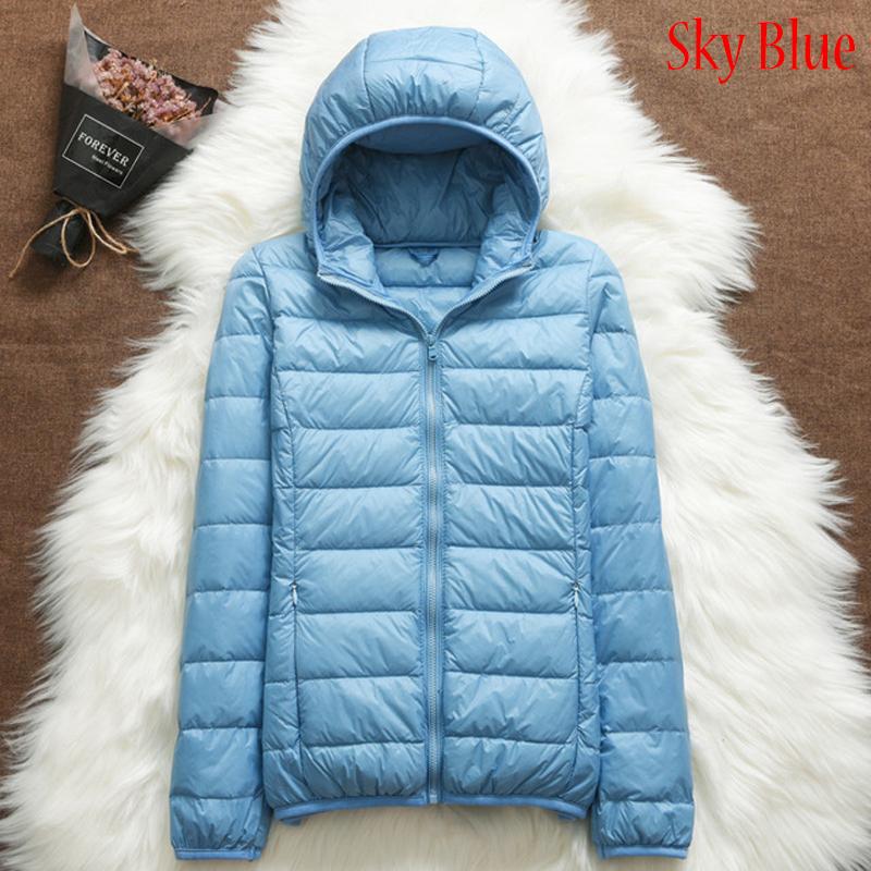Warm Hooded Women Down Jacket Windproof Parka Coat White Duck Down Casual Autumn Winter