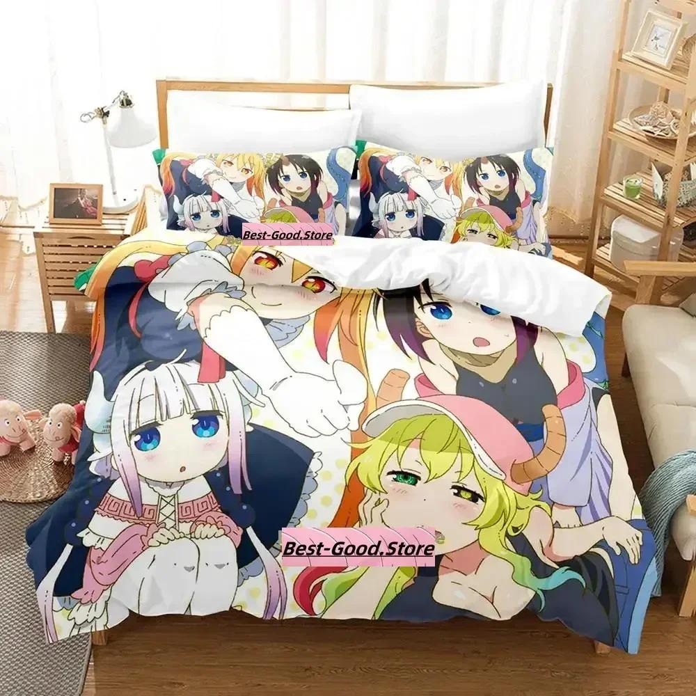 Mis Kobayashi's Dragon Maid Beding Set Printed Bed Linen Set With Pilowcase Bed Soft Duvet Cover Soft Quen Super King-Sized Dimensionsd Dimensions