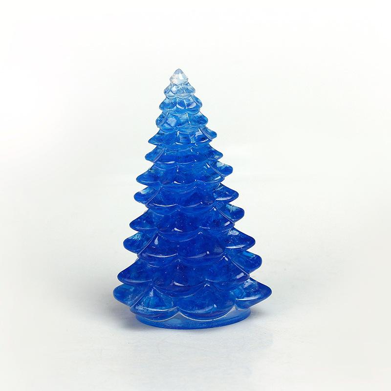 1PC Crystal Resin Christmas Tree Handmade Ornament Natural Stone Amethyst Fengshui Sculpture Lucky Christmas Trees Home Decor