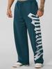Men's Large Print Wide-Leg Sweatpants: Trendy Casual Jogging Trousers for Sports & Fitness