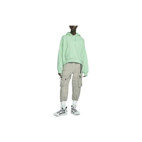 Nike logo embroidered hoodie long-sleeve sweatshirt for women green