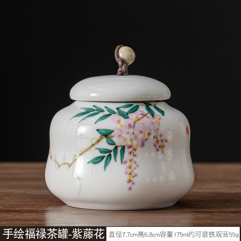 Creative Ceramic Tea Caddy with Landscape and Floral Design Sealed Jar Multi-Functional Storage for Candy Nuts and Coffee Beans