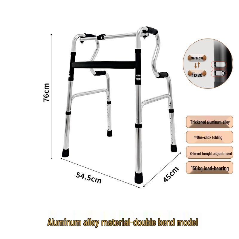Rehabilitation Walking Trainer and Handrail Frame for Elderly - Four-Legged Crutch Aid