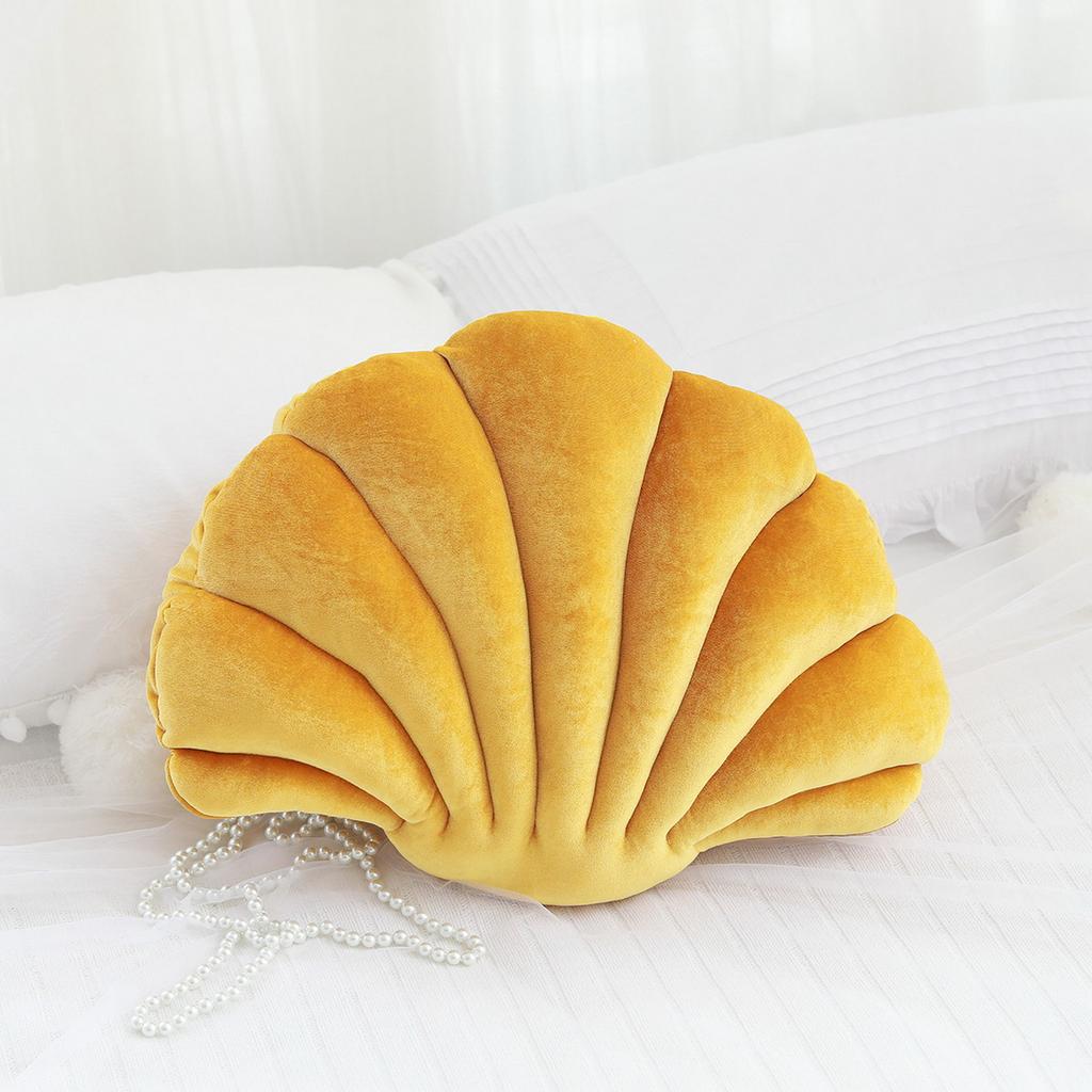 Pillow Cushion Soft Textured Vibrant Color Shell-Shaped Stuffed Throw Pillow Soft Wear Resistant High Elasticity Floor Cushion