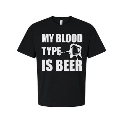 My Blood Type Is Beer Graphic Unisex T Shirt For Beer Lovers Casual Wear Everyda