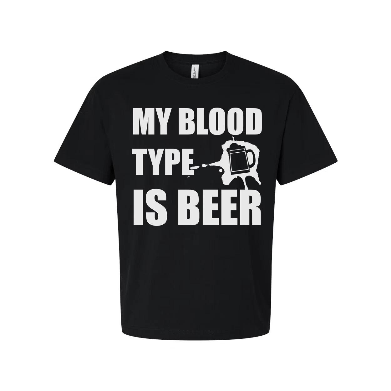 

My Blood Type Is Beer Graphic Unisex T Shirt For Beer Lovers Casual Wear Everyda 4XL
