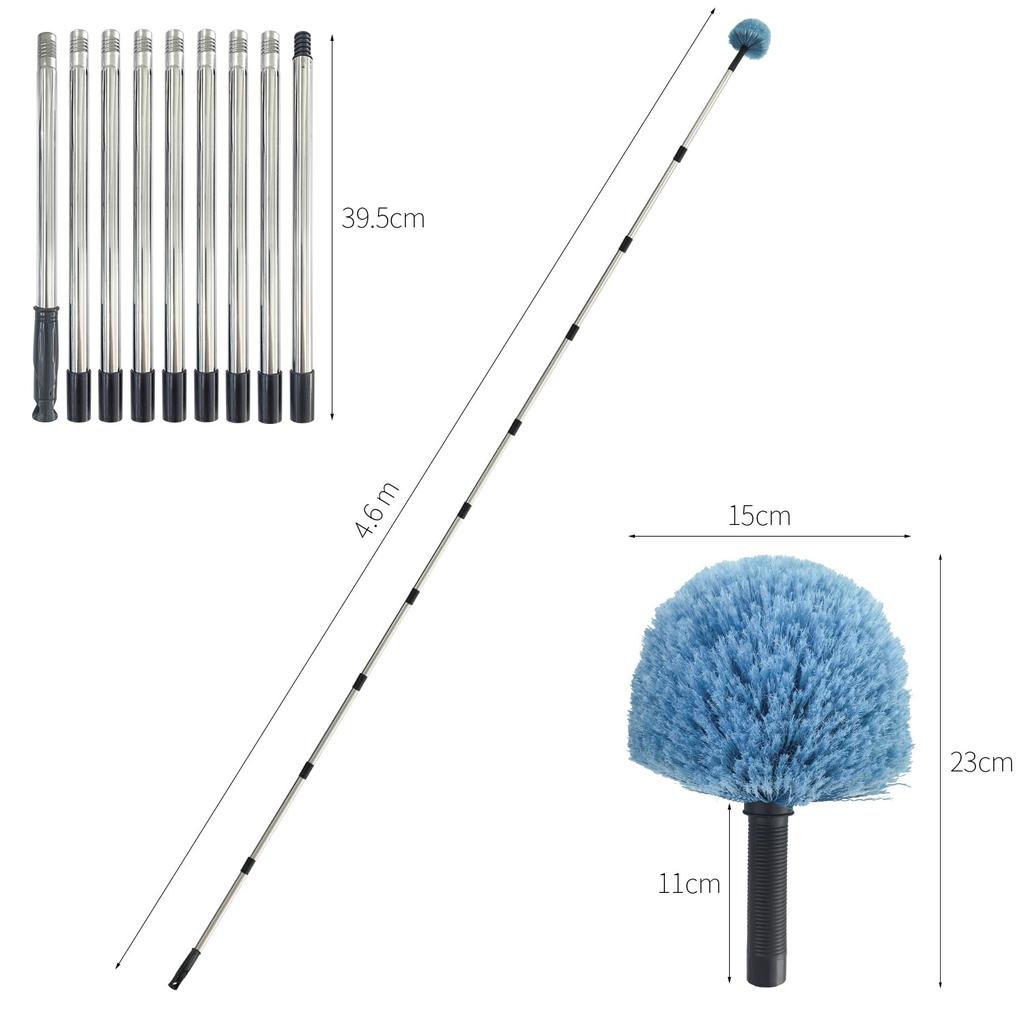 Socpuro Cleaning Brush Gutter Cleaning Gutter Cleaning Diameter 22mm Cleaning Tool Stainless Steel Combined Pole Hard Brush Spider Web Cleaning Wall