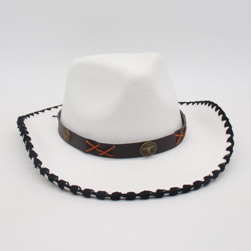 Tibetan Vacation Hemming Top Hat Men'S And Women'S Hat Cowboy Hat Simple Ethnic Style Jazz Hat
