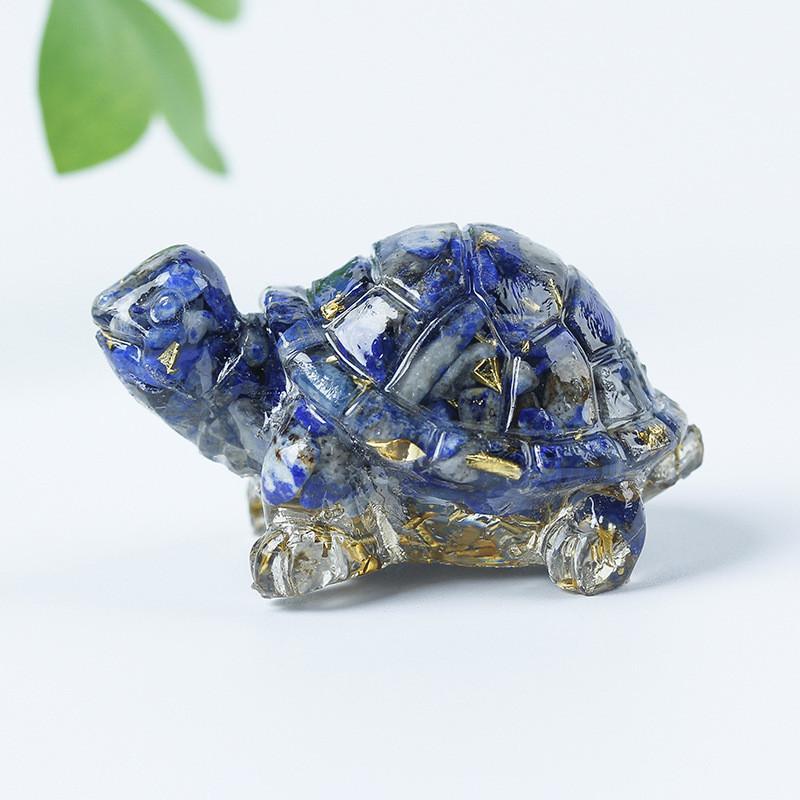 Resin Turtle Aquarium Decor With Natural Crystal Chips For Home Office And Gift