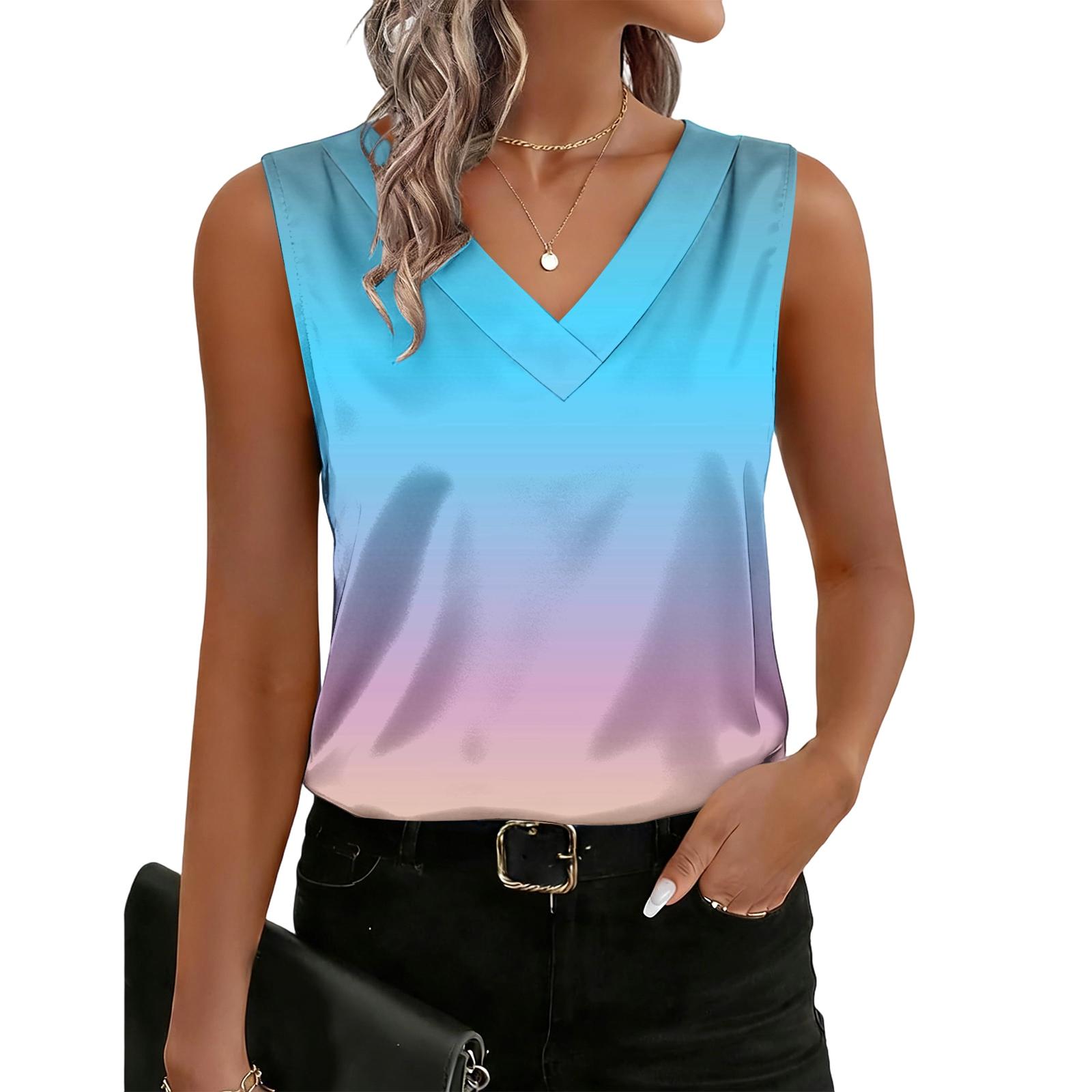 

Women s fashionable gradient-print tank top XL небо синє кольору