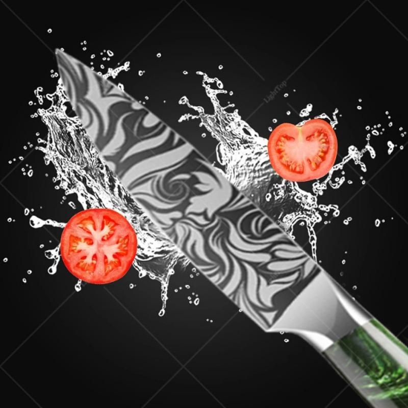 Stainless Steel Fruit Knife Small Damascus Pattern Fruit Peeling and Slicing Multi-purpose Knife Household Kitchen Knife