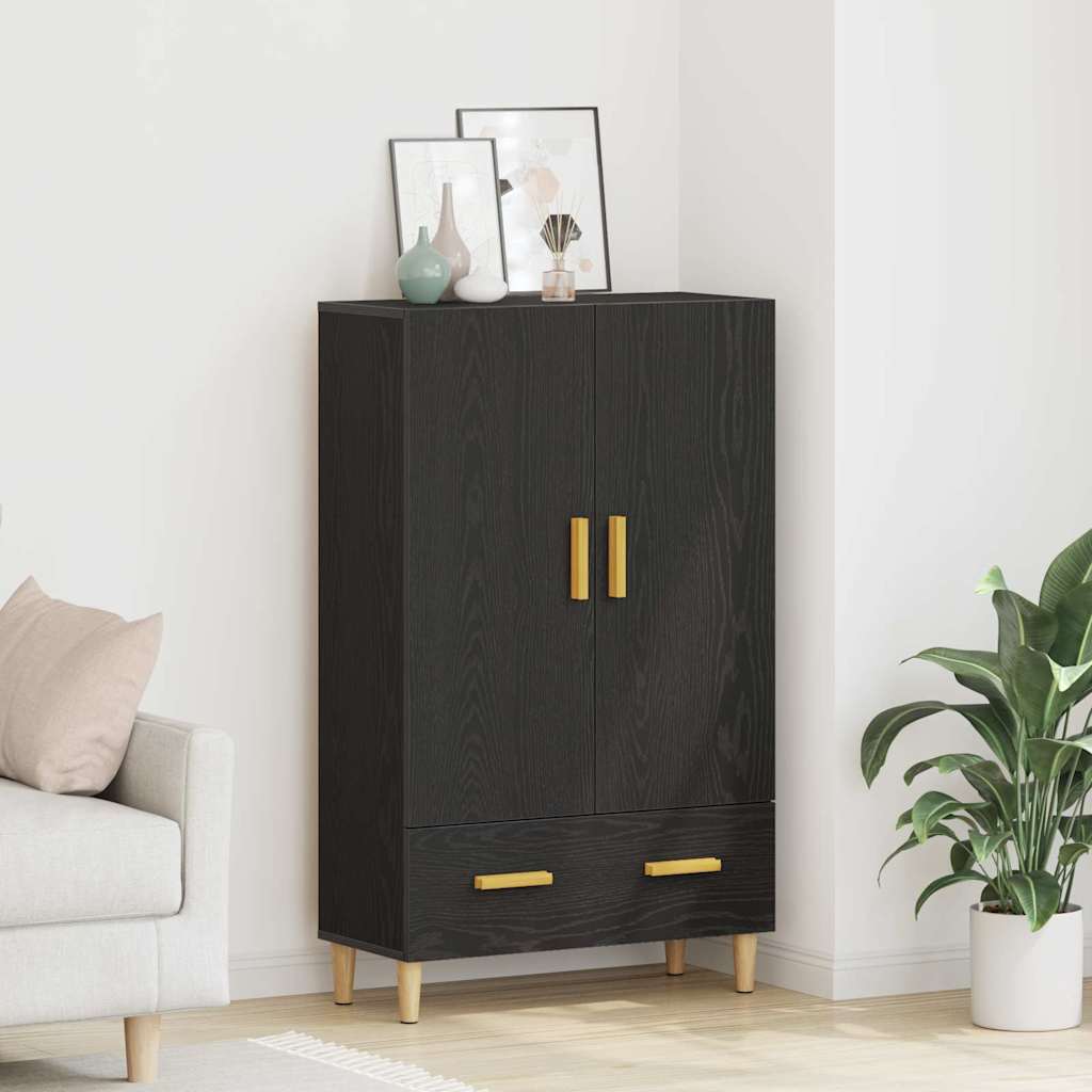 Highboard Black Oak Look 70 x 31 x 115 cm Engineered Wood