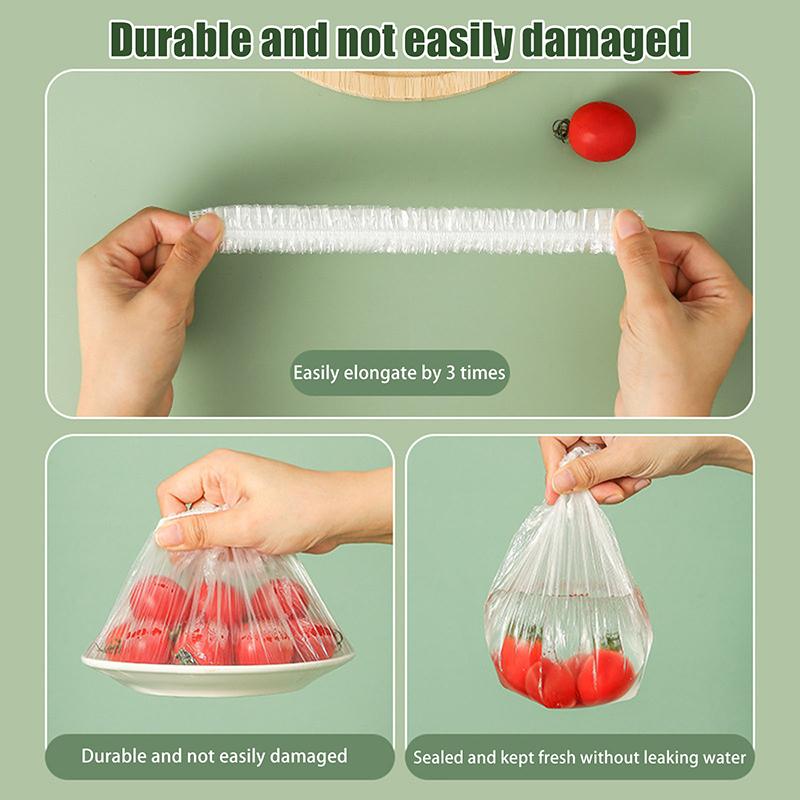 100Pcs Disposable Food Cover Plastic Fresh-Keeping Bag Food Grade Vegetable Fruit Cover Elastic Bowl Cover Kitchen Storage