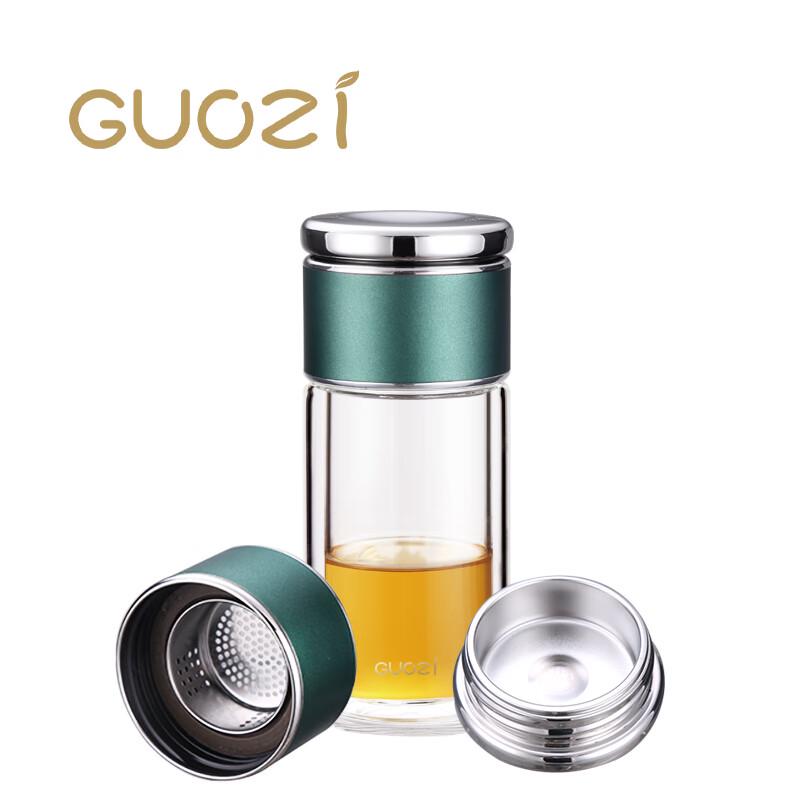GUOZI 225ml Double Wall Glass Tea Cup with Infuser