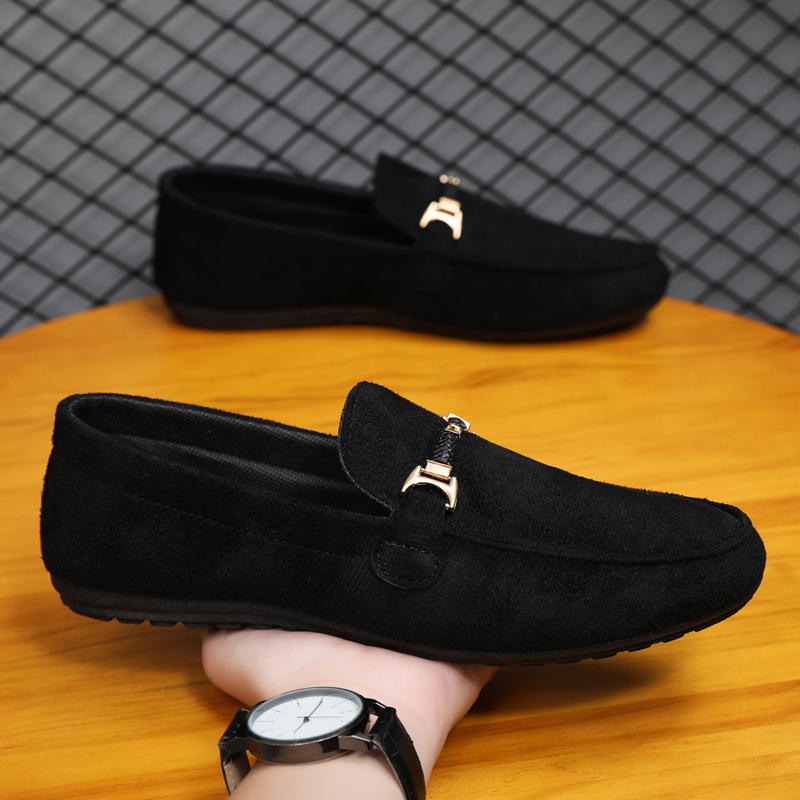 

Замшевые лоферы мужские слипоны мягкие мокасины дышащие балетки обувь для вождения мужская кожаная повседневная обувь ручной работы 39 чёрный