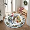 Festive Round Rug for Christmas 3D Rug, Vortex Optical Illusion Area Santa Snowman Staircase Durable Entrance Winter Depth Pattern, Non-slip Floor Mat