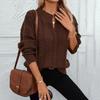 Knitwear Pullover V-Neck Loose Solid Color Long Sleeve Sweater Top Vintage Autumn Winter