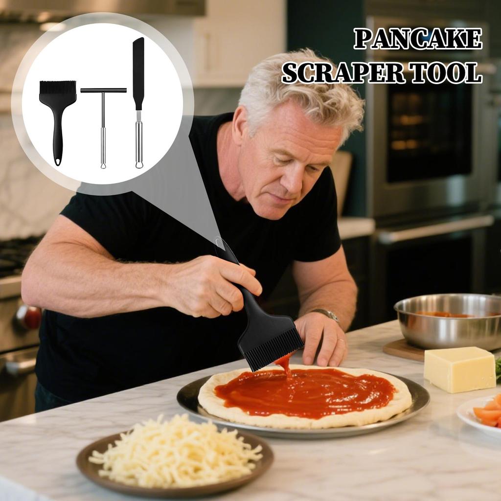 Étaleur à Crêpes 3 Pièces Outil en Silicone pour Pâte à Pancakes Outils de Cuisson Résistants à la Chaleur Pour Frire Saisir Débutants Boulangerie