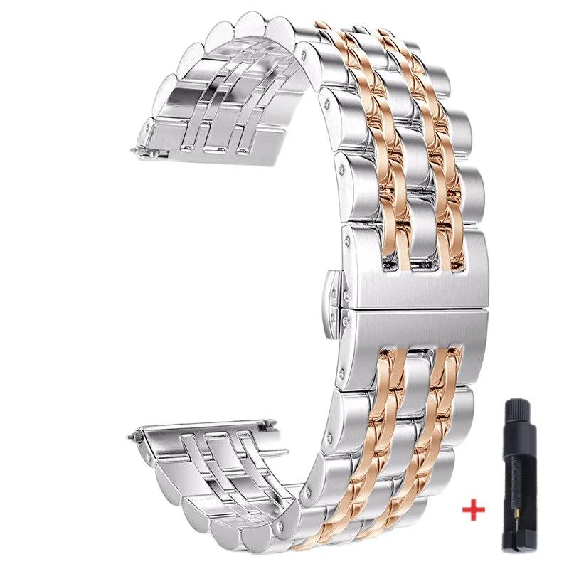 Pulseira de Aço Inoxidável 22mm 20mm Para Samsung Watch 3 4 5 45mm Gear S3 46mm 42mm Active2 40 44mm Pulseira de Metal