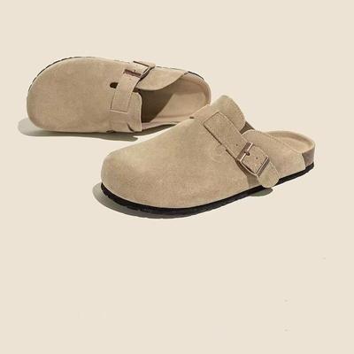 Retro Mode Damesschoenen Dikke Zool Effen Kleur Slingback Schoenen Zachte Zool Huis Schoenen Suède Klompen Sandalen Lente