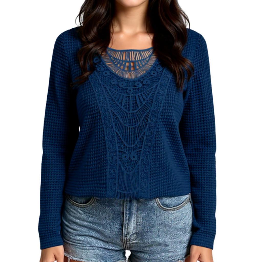 Women's T-Shirt Vintage Floral Print Round Neck Loose Long Sleeve Mid-Length Thumb Leak Top