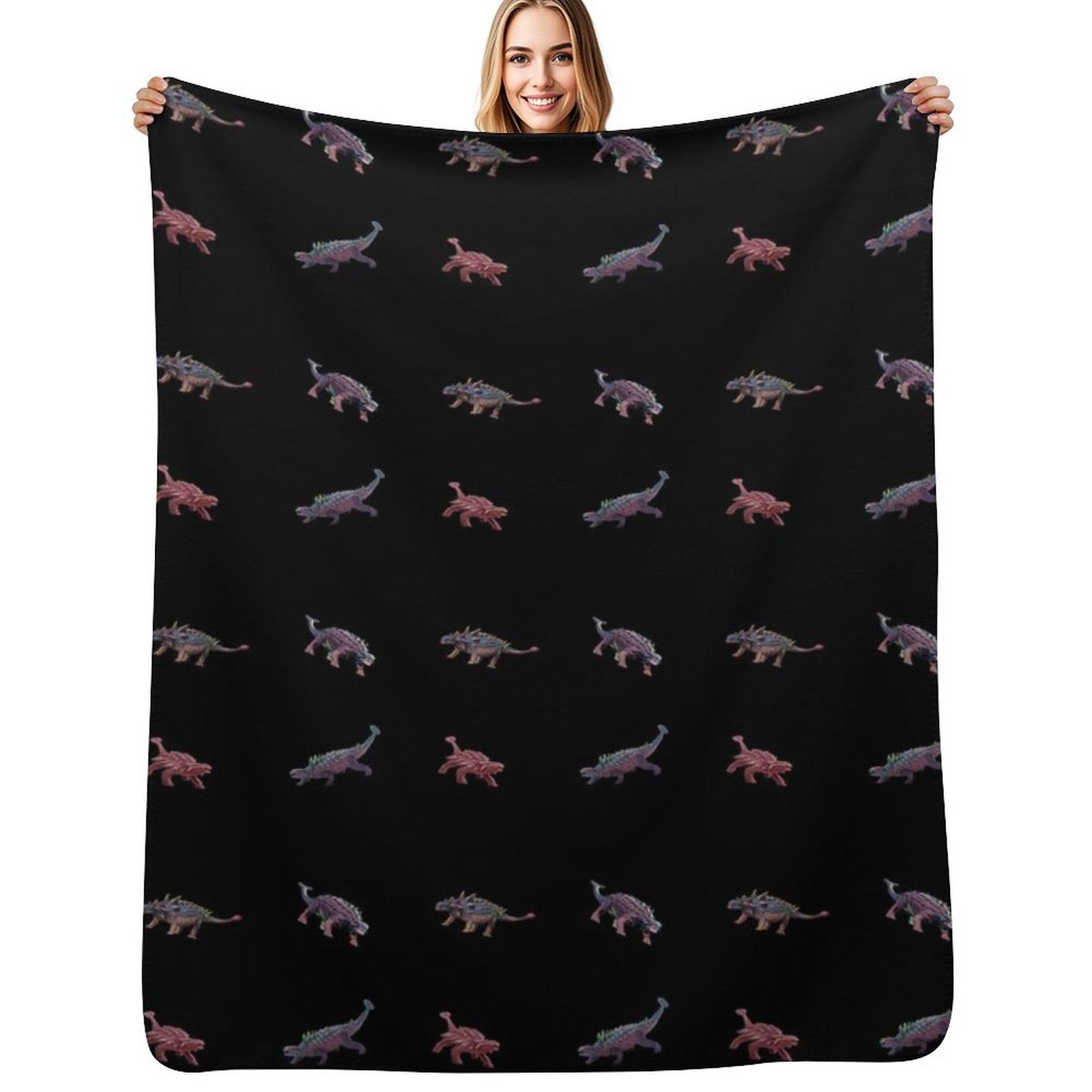 Ankylosaurus Dinosaur Pattern Throw Blanket Warm Plush Fuzzy Blanket for Living Room Size: 75*100cm, Weight: 230 GSM