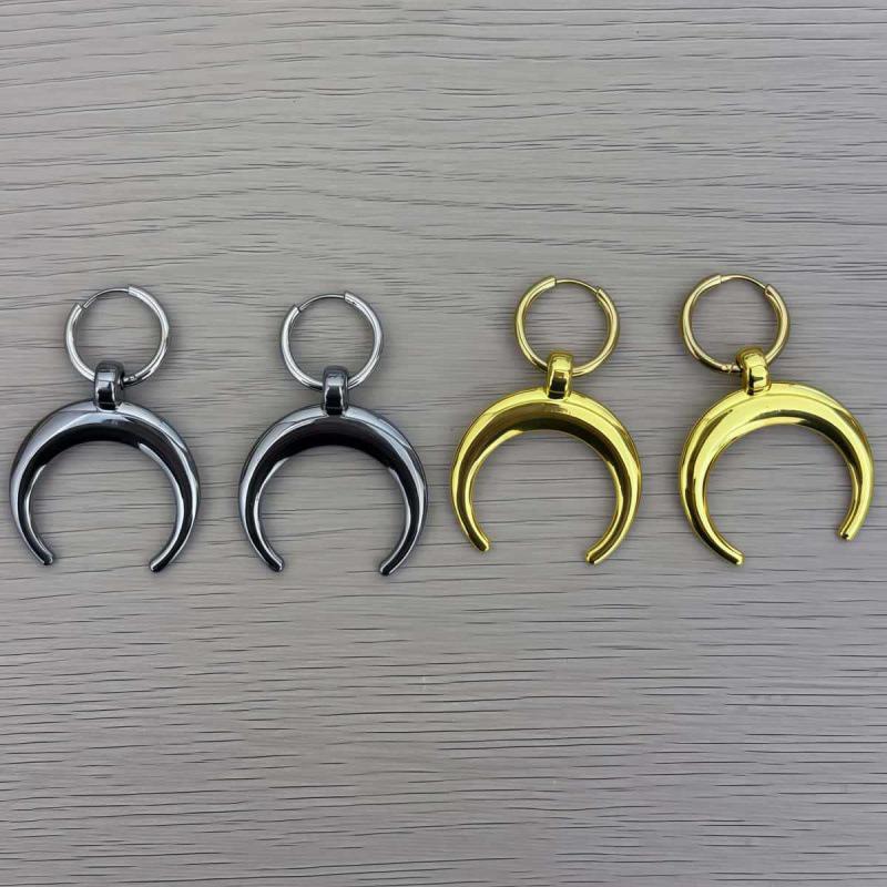 European Harajuku Hip Hop Titanium Steel Moon Earrings