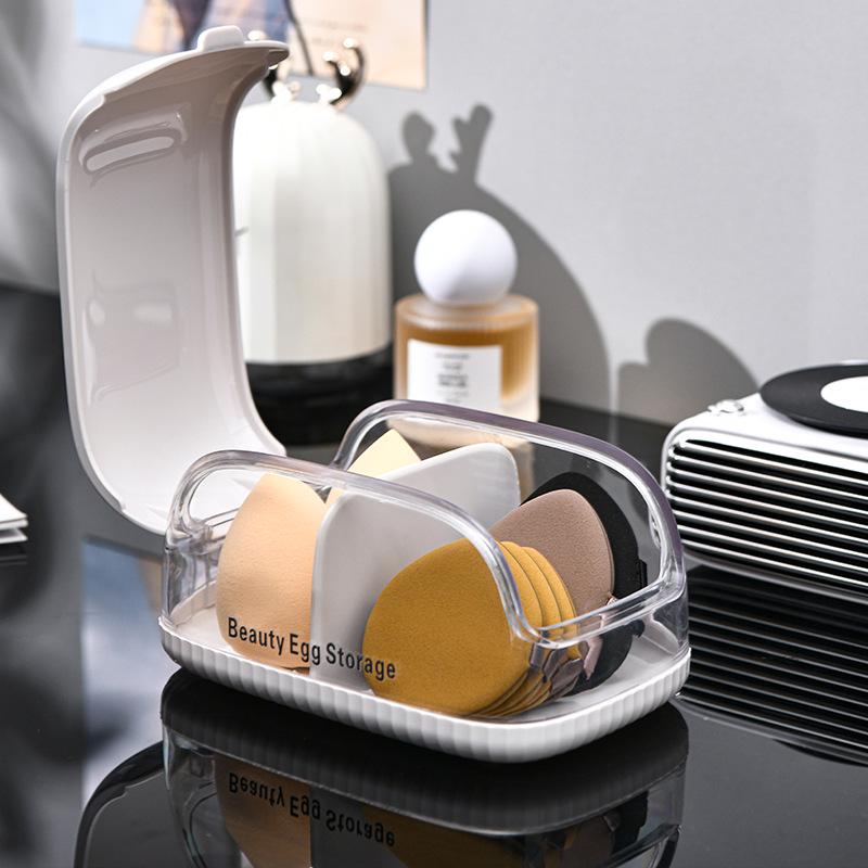 Beauty Sponge Holder - Dustproof, Breathable, Mold & Moisture Resistant with Lid. Portable Egg & Powder Puff Storage.