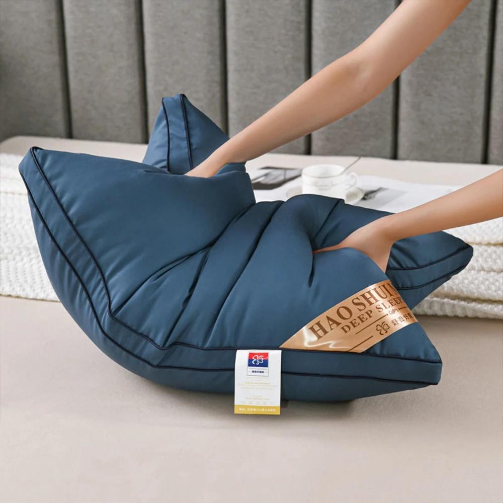 Chinese Natural Cotton Single Pillow 100% Polyester Fiber Orthopedic Neck Pillow Hotel Memory Pillow Healthy Sleep Stand 1PC