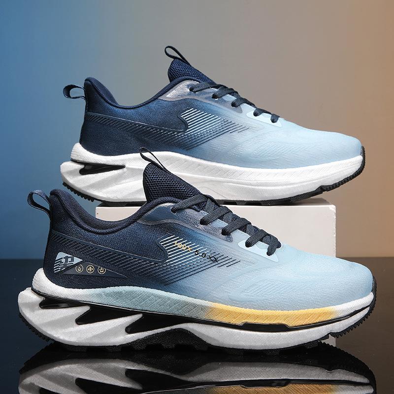 

Sneakers Men s 2025 New Breathable Non-slip Shock Absorption Sneakers Soft Sole Casual Lightweight Versatile Professional Physical Testing Shoes 44 темно-синий
