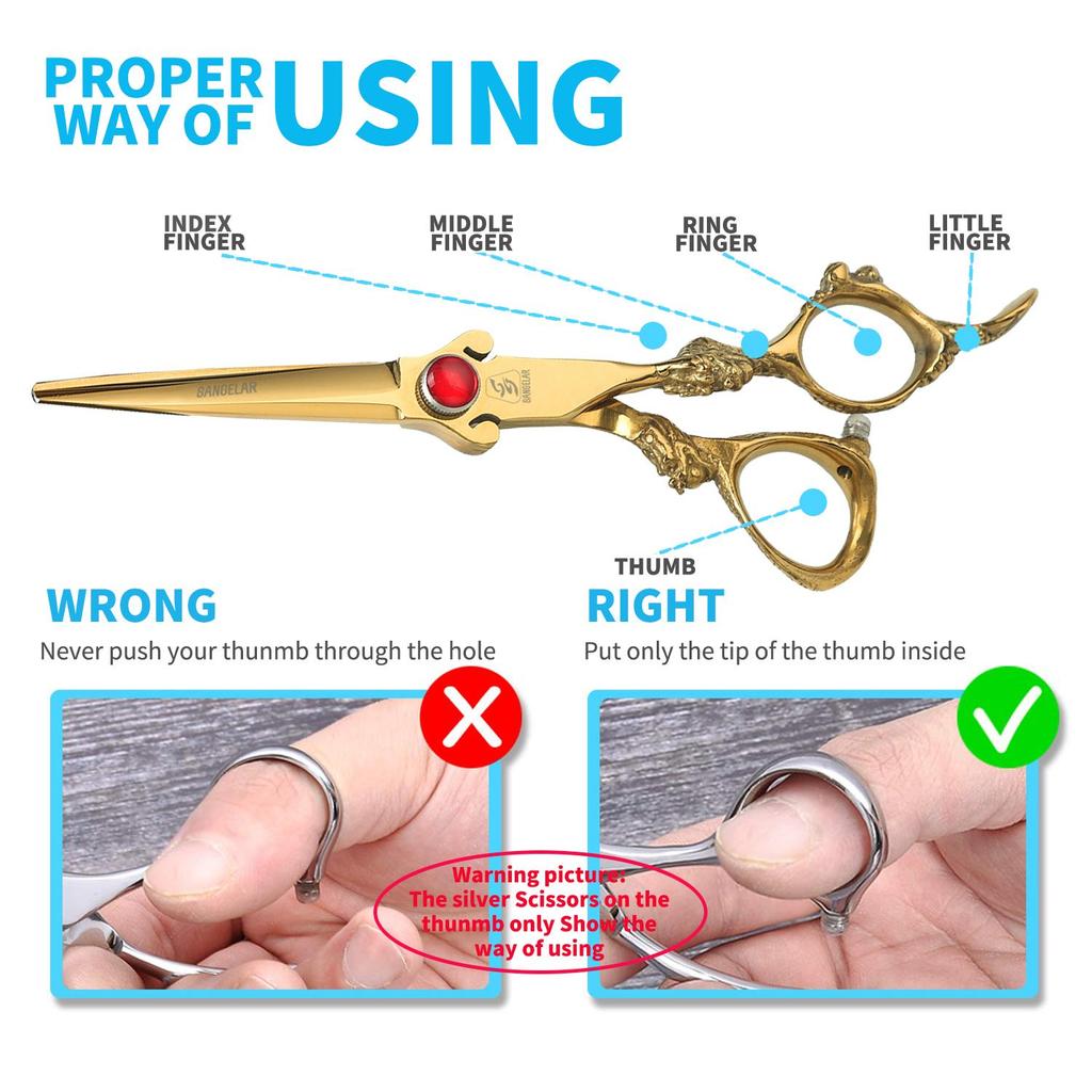 Sangelar 6 inch Foarfece de păr auriu de calitate superioară cu mâner dragon Instrumente profesionale frumoase și la modă pentru foarfecă pentru casă și salon