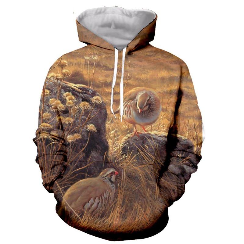 Spring and Autumn 3D Printing Men's Women's Hoodie Hunting Suit Partridge Long Sleeve Fashion XL Pullover Camouflage