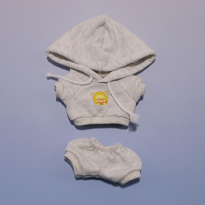 Labubu Hoodie Set: Einfarbige Puppenkleidung mit Anhänger für Erste & Dritte Generation, 17cm austauschbare Plüsch-Merchandise.