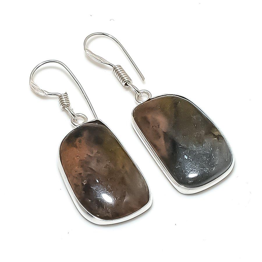 Natural Moss Agate Gemstone 925 Sterling Silver Jewelry Earring 1.69 AE-12355