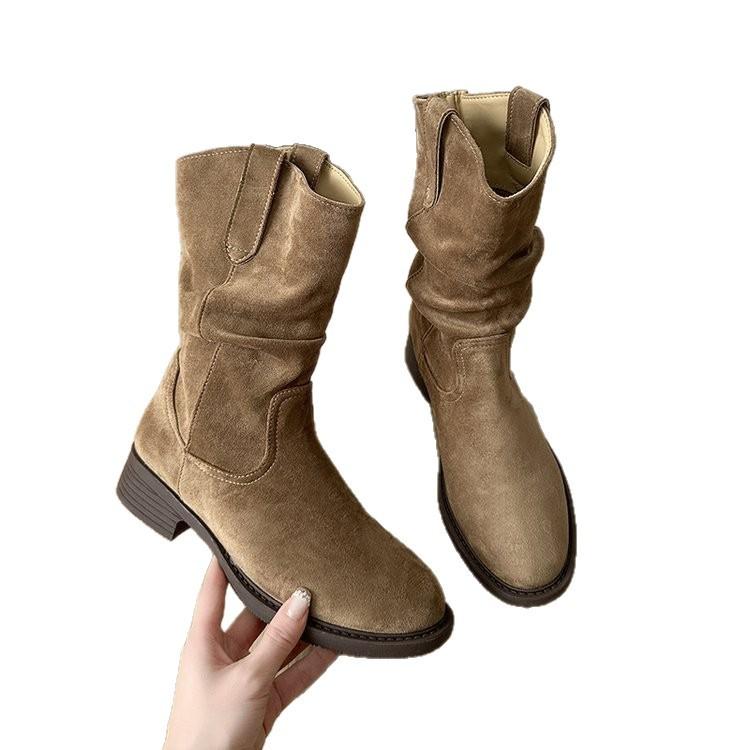 Maillard Martin boots women's 2025 summer new popular thick-soled mid-tube western cowboy short boots stacked knight boots