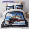 Juego de Ropa de Cama con Estampado de Dibujos Animados Colcha Funda de Colcha Funda de Almohada Decoración del Hogar Regalo de Cumpleaños (1 * funda nórdica + 2 * fundas de almohada, sin núcleo)