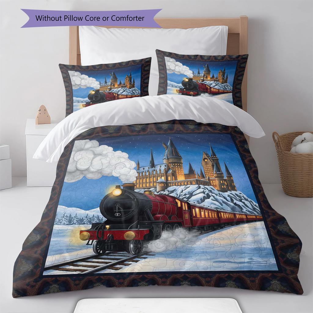 Juego de Ropa de Cama con Estampado de Dibujos Animados Colcha Funda de Colcha Funda de Almohada Decoración del Hogar Regalo de Cumpleaños (1 * funda nórdica + 2 * fundas de almohada, sin núcleo)