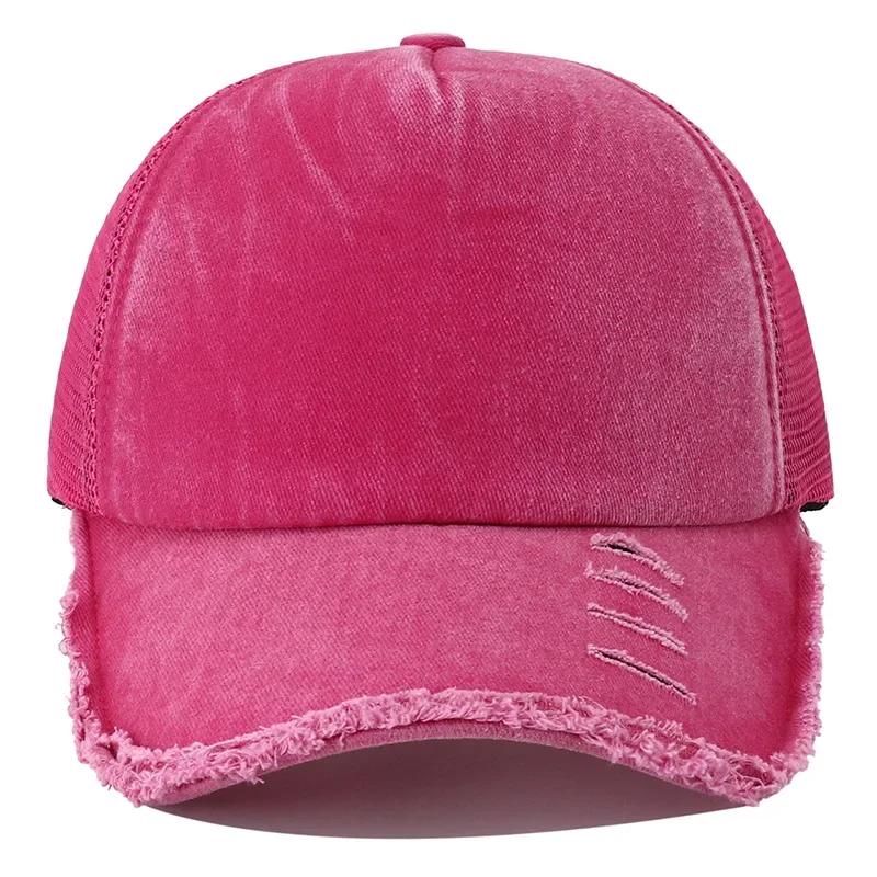 2024 New Summer Women's Black White Pink 5 Panel Baseball Cap with Breathable Mesh Trucker Snapback Hats for Men Women Gorros