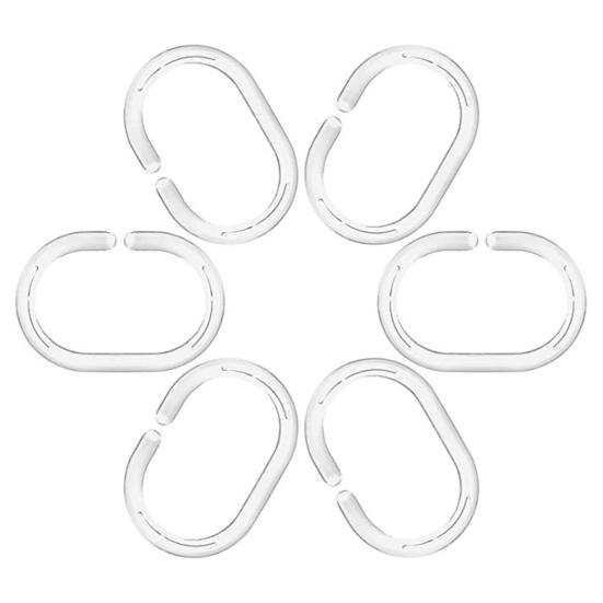 5 Boxen transparente Kunststoff-Duschvorhang-Hakenringe, glatt gleitende C-förmige Haken für Badezimmer und Badewanne