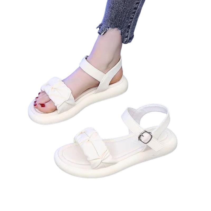 Fairy Style Sandals Women's 2025 New Summer Wear with Skirt One Word with Sandals Soft Sole Beach Shoes Open Toe
