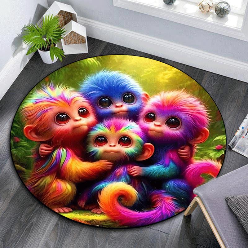 

1pc Soft, Absorbent & Non Slip Colored monkey Round Rug Soft Circle Rug for Living Room & Bedroom Decor, Chair Mats, and Unforgettable Home 80cm by 80cm