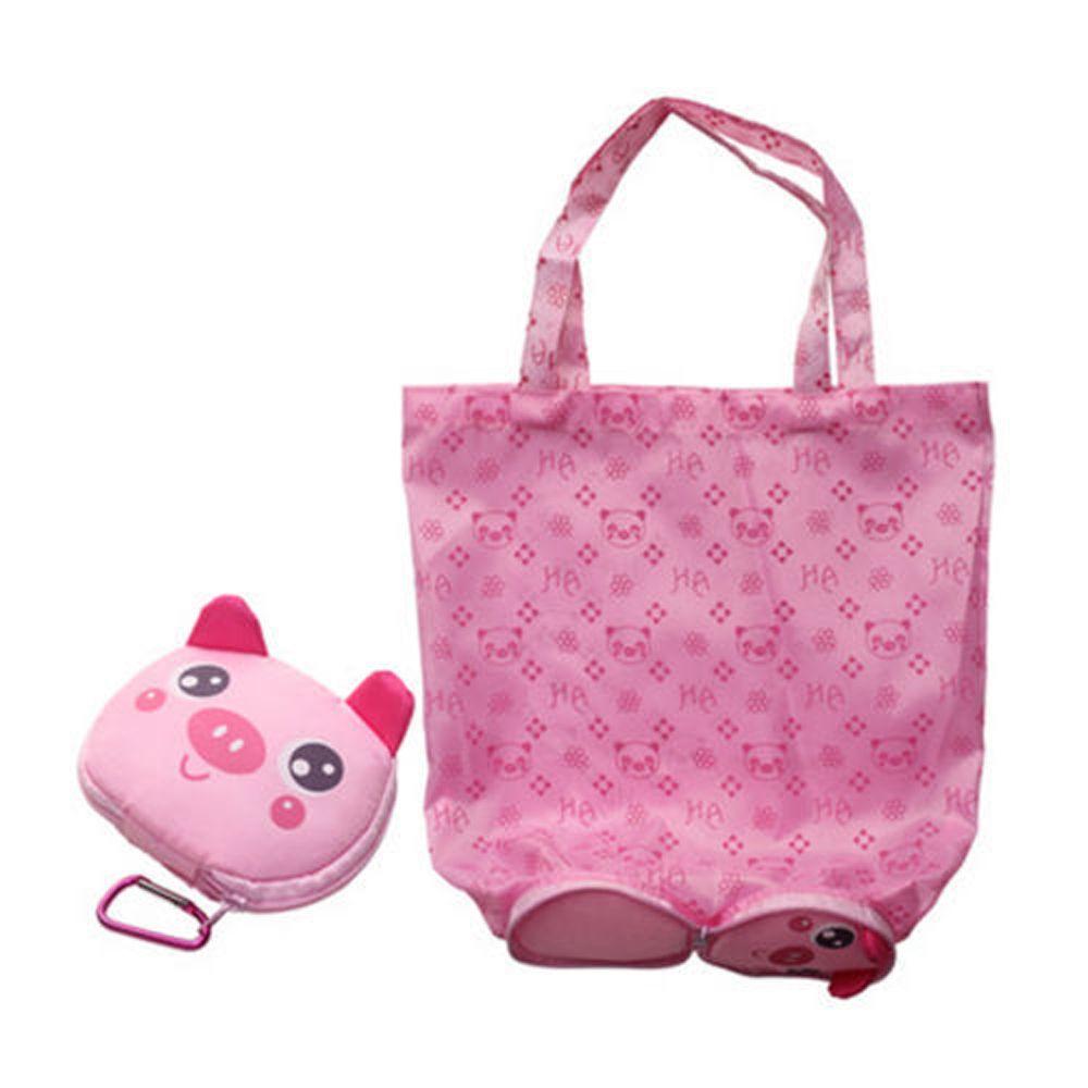

With Aluminum Buckle Pig Nylon Cartoon Shopping Bags Foldable Shopping Tote Storage Bags Eco Bag Pig