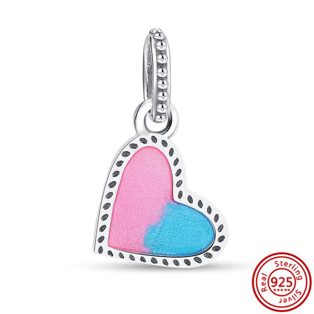 Pantaro 925 Pevná Stříbrná Růžová Série Srdce Květ Motýl Maminka Murano Skleněné Korálky Hodí se Originální přívěsky Náramek Šperky