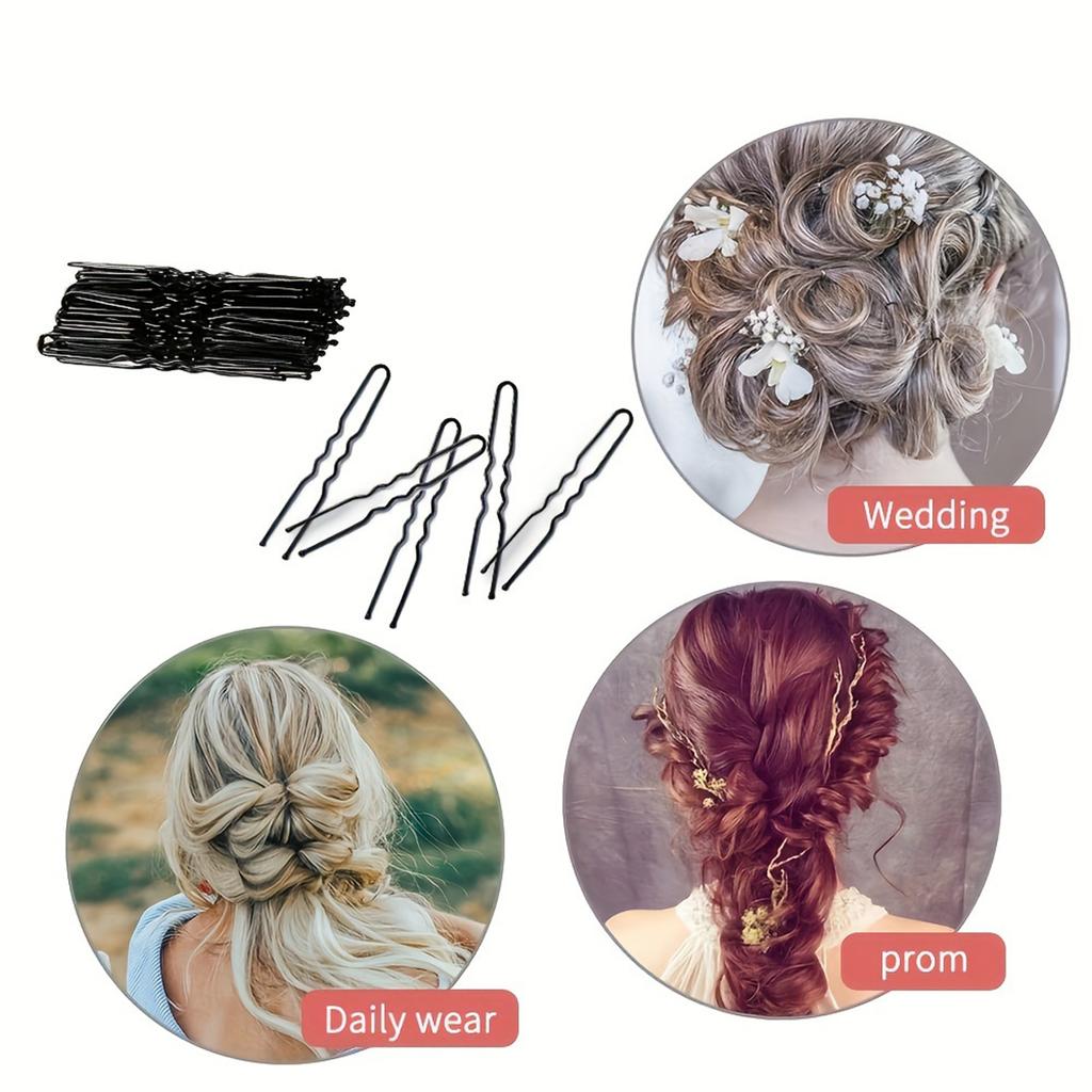 50PCS U-Shaped Hair Pins Thickened 5cm Hair Clips for Hair Styling Bridal Hair Accessories Salon Hairpins for Bun and Updo Hairstyles