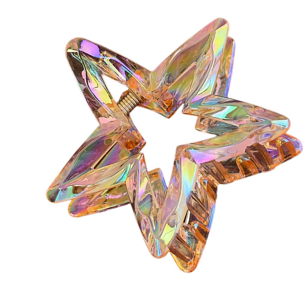 1Pc Crystal Candy Colored Hair Clip Dazzling Hollowed Out Five Pointed Star Hair Claw Stylish Elegant Acrylic Barrettes For Women Girls