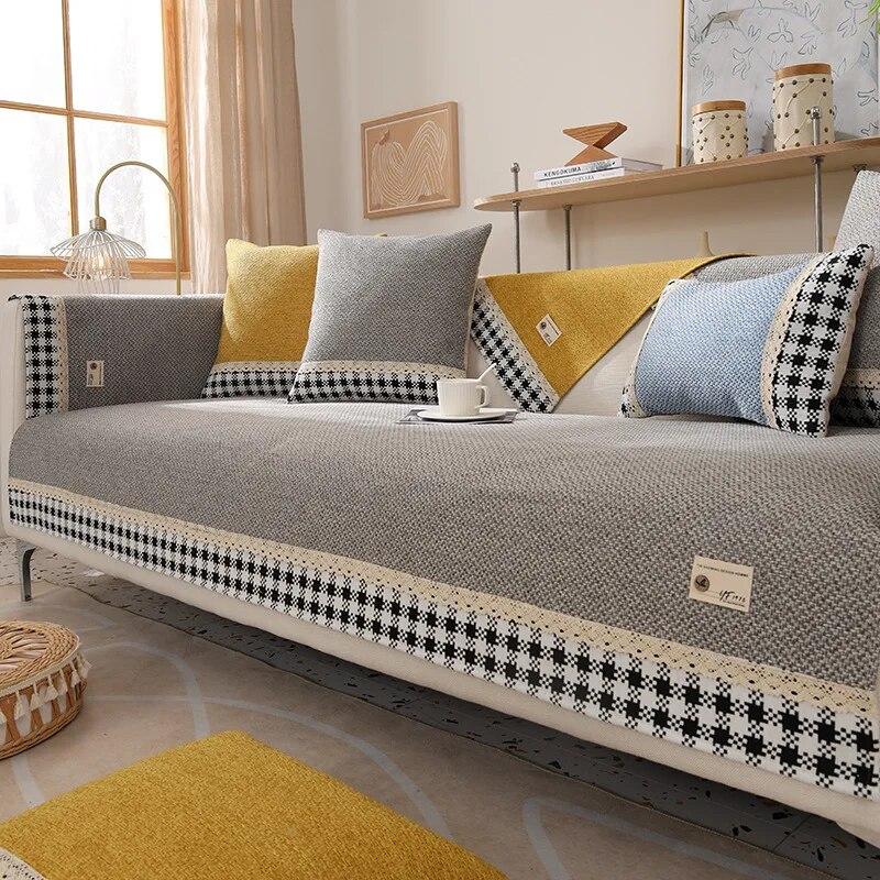 Seat European Couch Cover Sofa Towel for Living Room Decor New Cotton Linen Fabric Sofa Cover Slip Resistant Slipcover